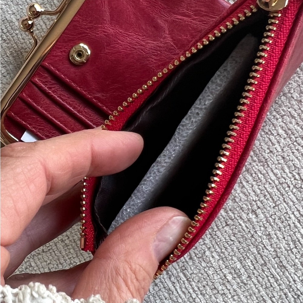Chic Red Women's Wallet with Gold Accents